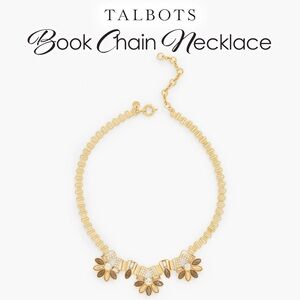 Talbots Gold Floral Book Chain Necklace